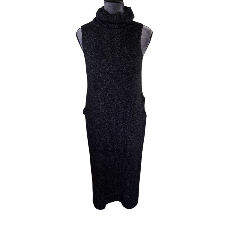 RD Style Black Sleeveless Turtleneck Maxi Dress Sweater Knit Winter Fashion - Picture 1 of 6